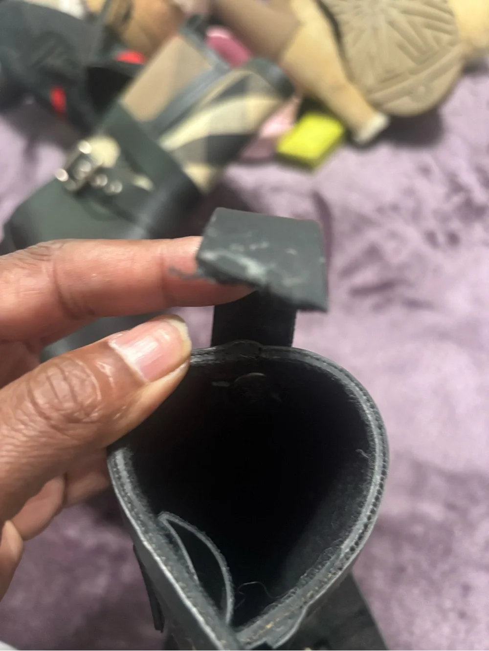 Burberry black leather